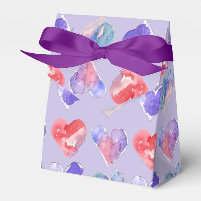 Violet Purple Hearts 5 Paper Box (Front Side)