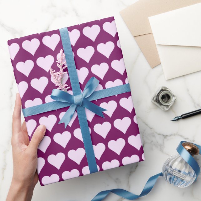 Violet Purple Hearts Minimal Wrapping Paper (Gifting)