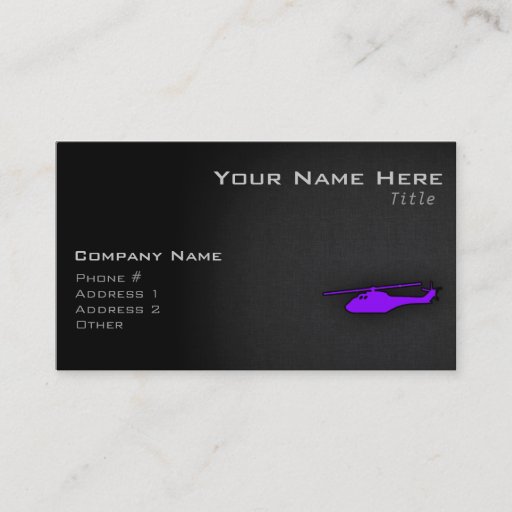 Customizable Violet Purple Helicopter Business Cards
