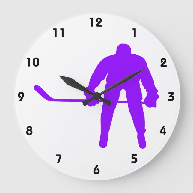 Violet Purple Ice Hockey Large Clock (Front)