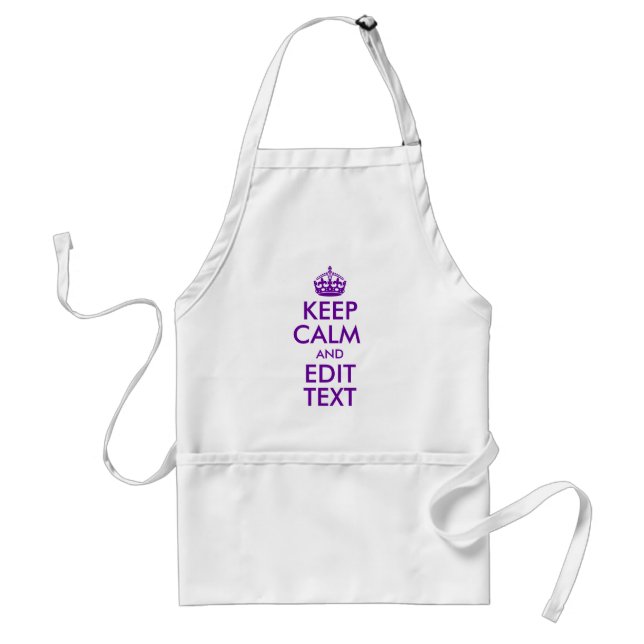 Violet Purple Keep Calm and Edit Your Own Text Adult Apron (Front)