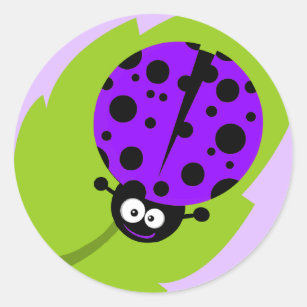Violet Purple Ladybug Classic Round Sticker