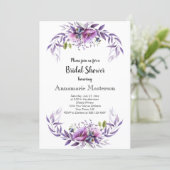 Violet Purple Lavender Floral Bridal Shower Invitation (Standing Front)