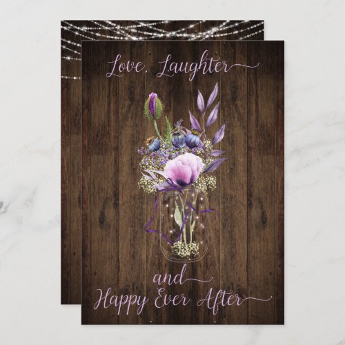 Violet Purple Lavender Floral Mason Jar Wedding Invitation