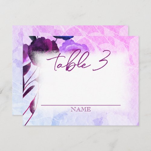 Violet Purple Lavender Roses Wedding Table Name Note Card