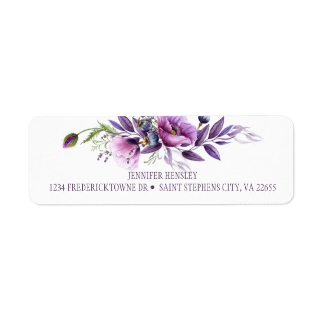 Violet Purple Lavender Wildflowers Return Address| Label (Front)