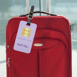 Violet purple leather business company logo name luggage tag<br><div class="desc">Violet,  lavender colored faux leather print as background.  Personalize and add you business logo,  name and contact details.  Purple text.</div>