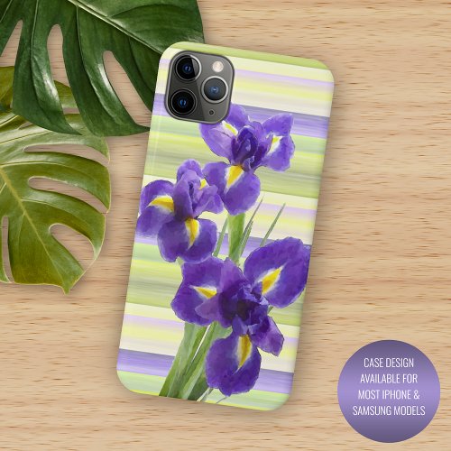 Violet Purple Lilac Irises Watercolor Art Painting iPhone 11 Pro Max Case