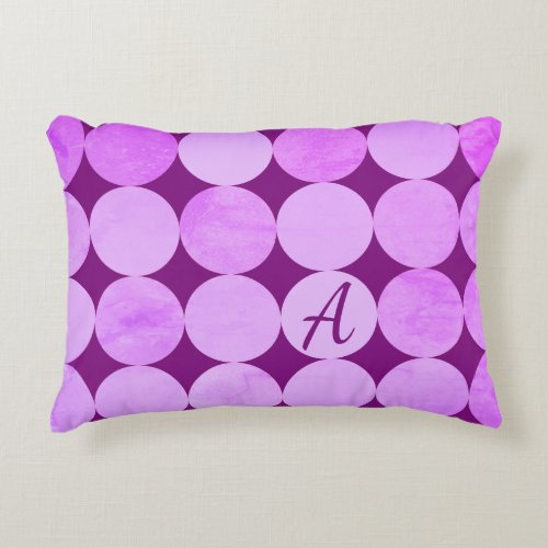 Violet Purple Magenta  Pink Circles Monogram Accent Pillow