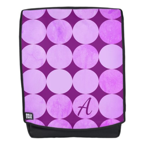 Violet Purple Magenta  Pink Circles Monogram Backpack