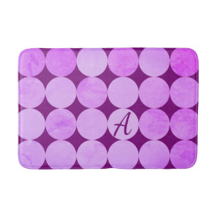 Violet, Purple Magenta & Pink Circles Monogram Bath Mat