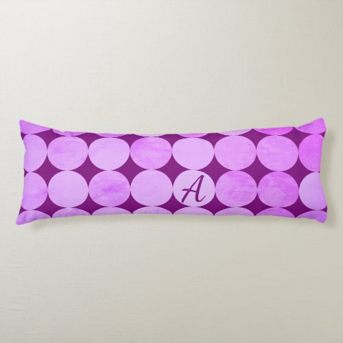 Violet Purple Magenta  Pink Circles Monogram Body Pillow