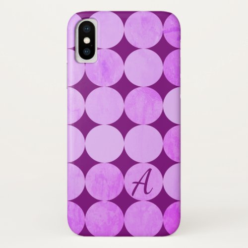 Violet Purple Magenta  Pink Circles Monogram iPhone X Case