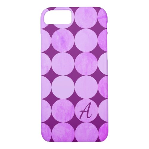 Violet Purple Magenta  Pink Circles Monogram iPhone 87 Case