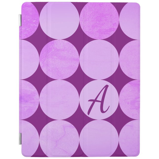 Violet, Purple Magenta & Pink Circles Monogram iPad Smart Cover (Front)