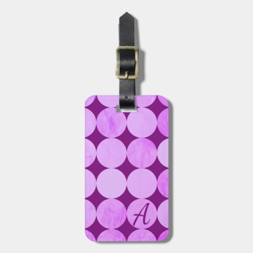 Violet Purple Magenta  Pink Circles Monogram Luggage Tag