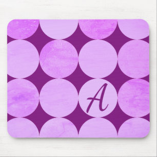 Violet, Purple Magenta & Pink Circles Monogram Mouse Pad