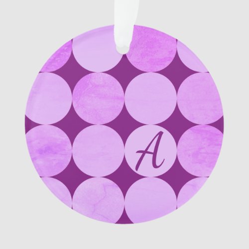 Violet Purple Magenta  Pink Circles Monogram Ornament