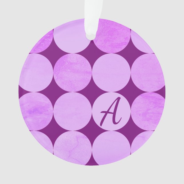 Violet, Purple Magenta & Pink Circles Monogram Ornament (Front)