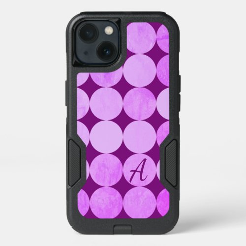 Violet Purple Magenta  Pink Circles Monogram iPhone 13 Case