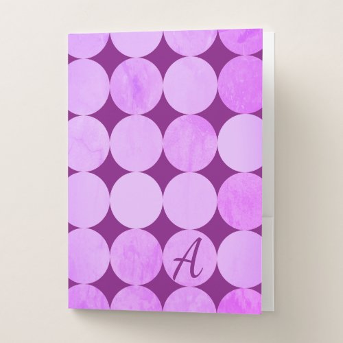 Violet Purple Magenta  Pink Circles Monogram Pocket Folder