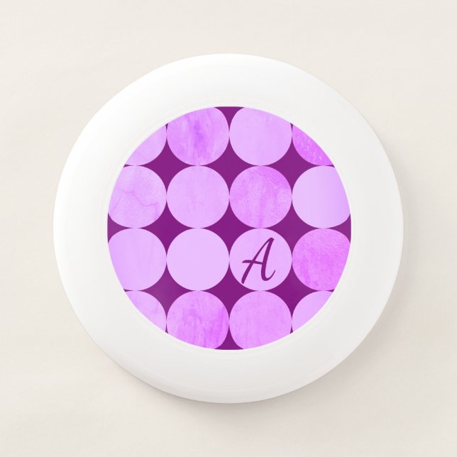 Violet, Purple Magenta & Pink Circles Monogram Wham-O Frisbee (Front)