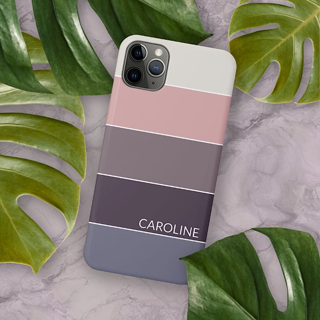 Violet Purple Mauve Taupe Peach Pink Stripes Art Case-Mate iPhone Case (Creator Uploaded)