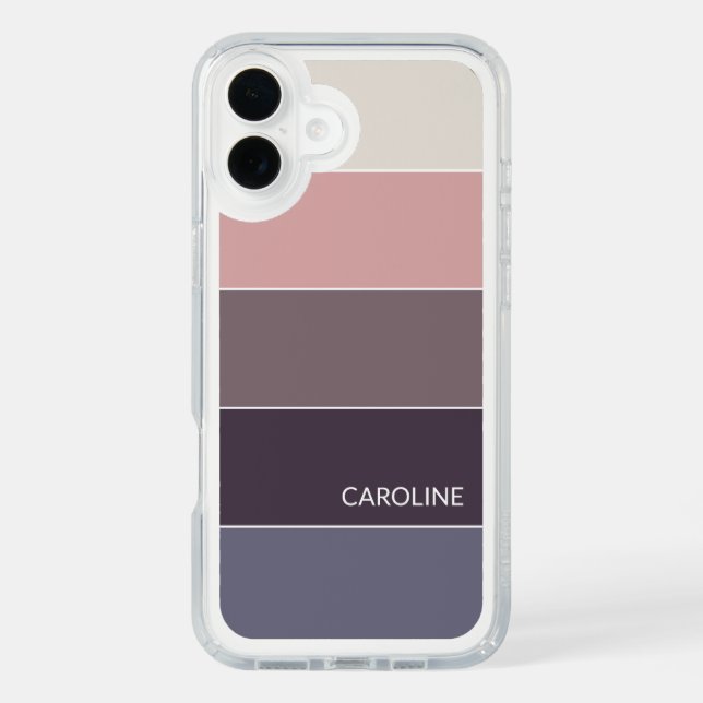 Violet Purple Mauve Taupe Peach Pink Stripes Art Speck iPhone Case (Front)