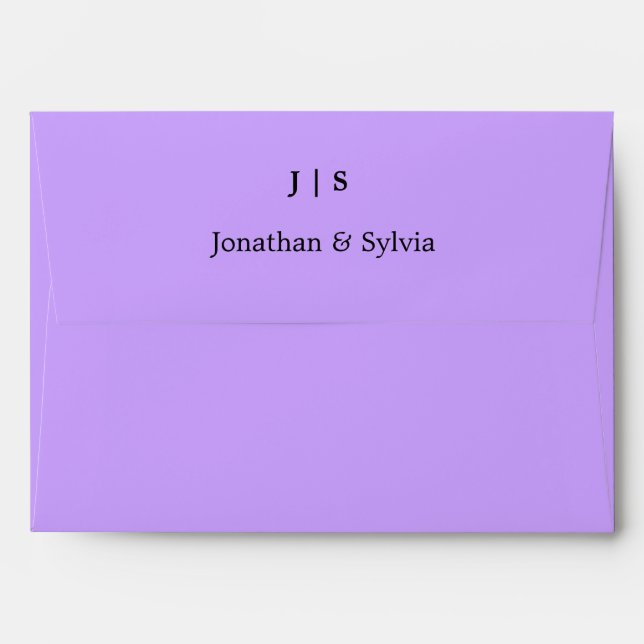 Violet Purple Monograms Name Colorful Cool Wedding Envelope (Back (Top Flap))