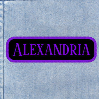 Violet Purple Name And Black Rectangular Patch by designs4you at Zazzle
