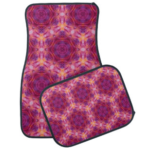 violet, purple, orange and blue watercolor kaleido car floor mat