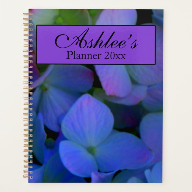 Violet purple pink blue Blue Hydrangeas flowers Planner (Front)
