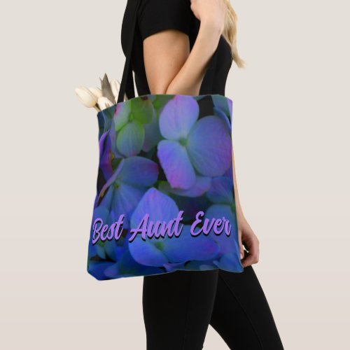 Violet purple pink blue hydrangeas flower Aunt Tote Bag