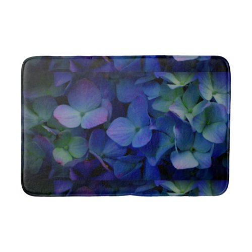 Violet purple pink blue hydrangeas flower floral bath mat