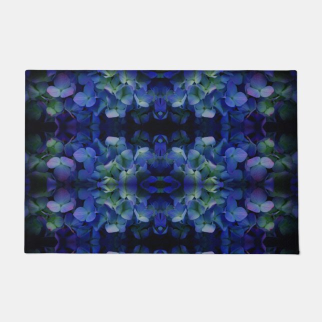 Violet purple pink blue hydrangeas flower floral doormat (Front)