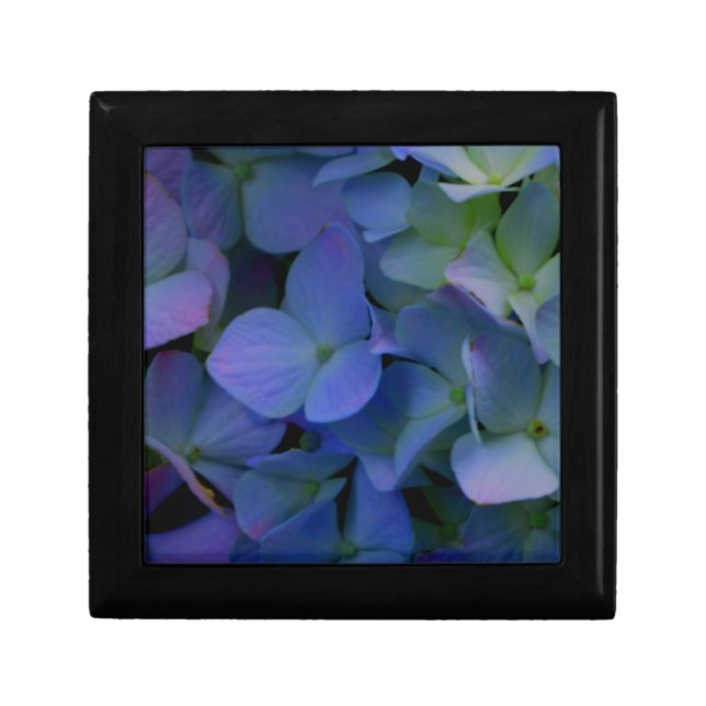 Violet purple pink blue hydrangeas flower floral keepsake box (Front)