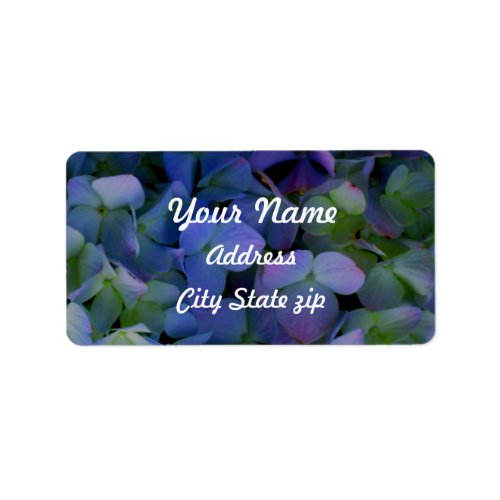 Violet purple pink blue hydrangeas flower floral label