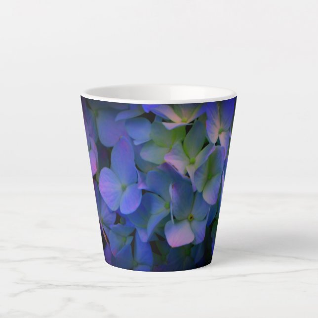 Violet purple pink blue hydrangeas flower mom latte mug (Front)