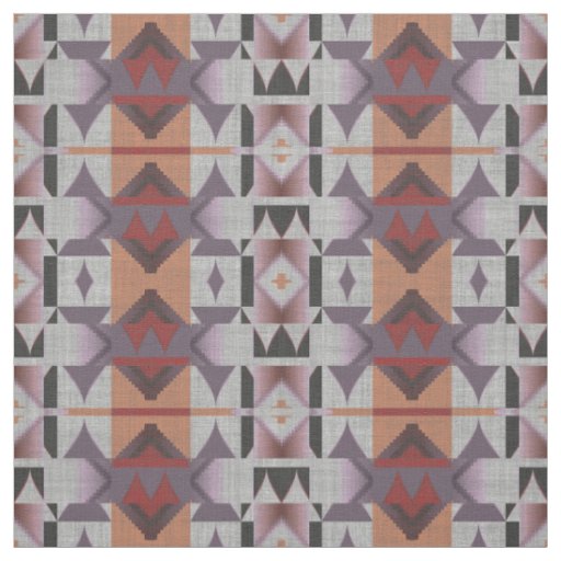 Violet Purple Pink Orange Red Gray Ethnic Look Fabric