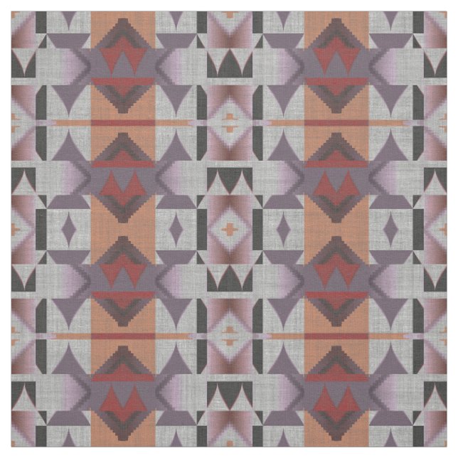 Violet Purple Pink Orange Red Gray Ethnic Look Fabric (Swatch)