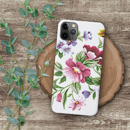 Violet Purple Pink Red Green Floral Art Pattern iPhone 11 Pro Max Case