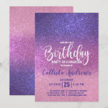 Violet Purple Pink Triple Glitter Ombre Birthday Invitation