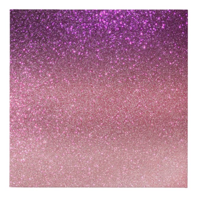 Violet Purple Pink Triple Glitter Ombre Gradient Faux Canvas Print (Front)