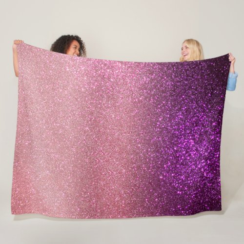 Violet Purple Pink Triple Glitter Ombre Gradient Fleece Blanket