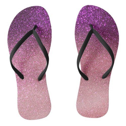 Violet Purple Pink Triple Glitter Ombre Gradient Flip Flops