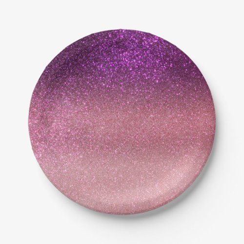 Violet Purple Pink Triple Glitter Ombre Gradient Paper Plates
