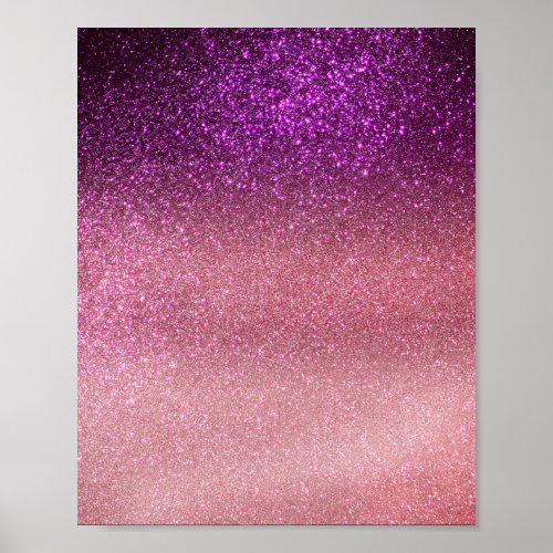 Violet Purple Pink Triple Glitter Ombre Gradient Poster