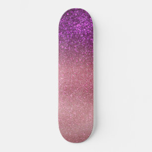 Violet Purple Pink Triple Glitter Ombre Gradient Skateboard