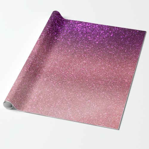 Violet Purple Pink Triple Glitter Ombre Gradient Wrapping Paper