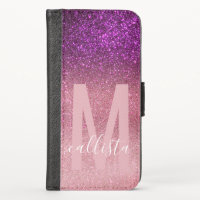 Violet Purple Pink Triple Glitter Ombre Monogram